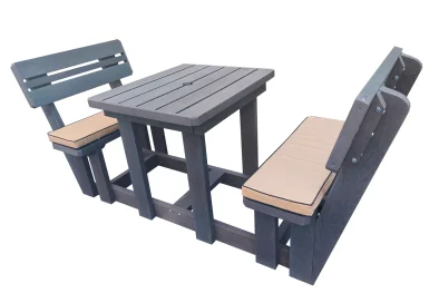 Recycled Plastic 2 Seater Picnic Table with Beige Cushions