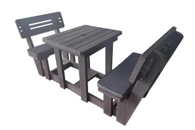 Recycled Plastic 2 Seater Picnic Table with Charcoal Cushions