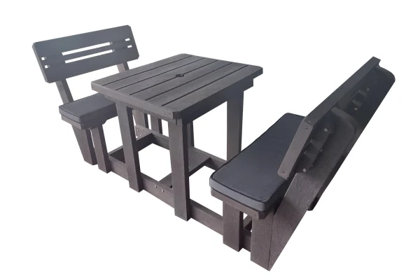 Recycled Plastic 2 Seater Picnic Table with Charcoal Cushions