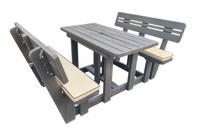 Recycled Plastic 4 Seater With Backs + Beige Cushions