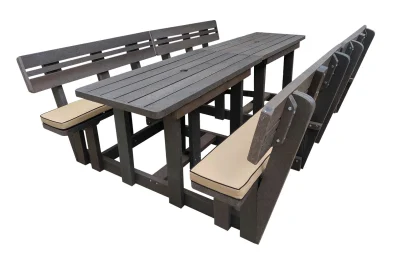 Recycled Plastic 8 Seater With Backs + Beige Cushions
