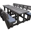 Picnic table 8 seater plus backs (RECYCLED PLASTIC) with charcoal cushions