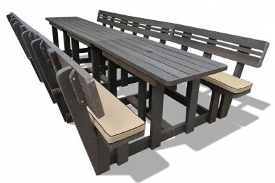 Recycled Plastic 12 Seater With Backs + Beige Cushions