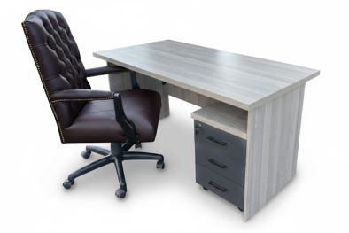 3 Piece office set 1500, Executive genuine brown leather office chair