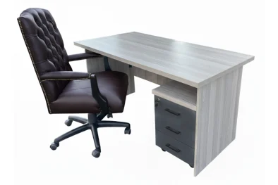 3 Piece office set 1500, Executive genuine brown leather office chair