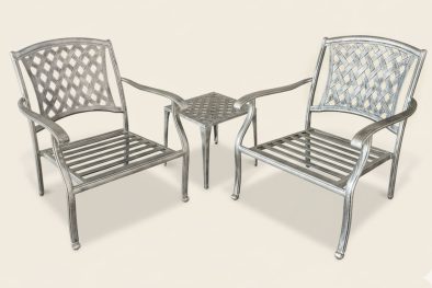 Aluminium 2 Seater 3 Piece Silver Chair Set