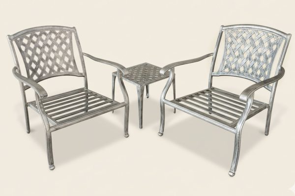 Aluminium 2 Seater 3 Piece Silver Chair Set