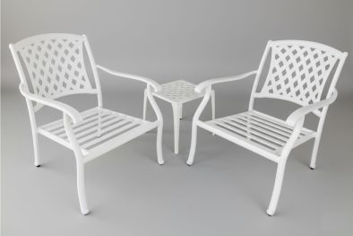 Aluminium 2 Seater 3 Piece White Chair Set