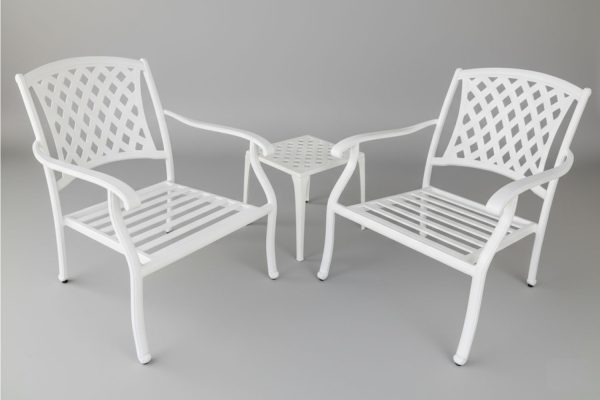 Aluminium 2 Seater 3 Piece White Chair Set