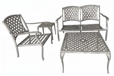 Aluminium 3 Seater 4 Piece Silver Couch Set