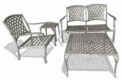 Aluminium 3 Seater 4 Piece Silver Couch Set