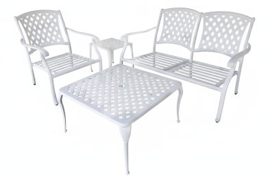 Aluminium 3 Seater 4 Piece White Couch Set