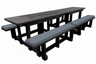 Picnic-Table-12-Seater-(Recycled-Plastic)-With-Charcoal-Cushions
