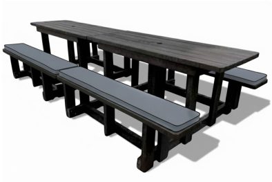 Picnic-Table-12-Seater-(Recycled-Plastic)-With-Charcoal-Cushions