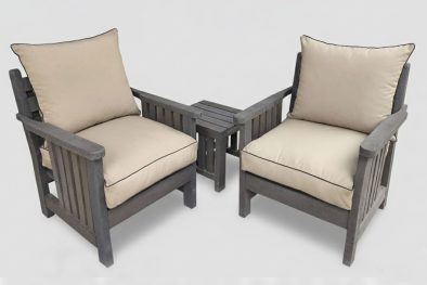 Royal 2 Seater Chair Set, 2x 1 Seater and Side Table - Including Beige Cushions (RECYCLED PLASTIC)