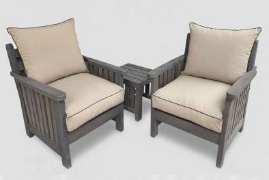 Royal 2 Seater Chair Set, 2x 1 Seater and Side Table - Including Beige Cushions (RECYCLED PLASTIC)