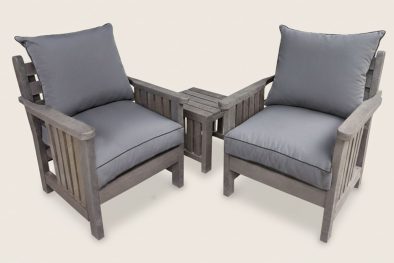 Royal 2 Seater Chair Set, 2x 1 Seater and Side Table - Including Charcoal Cushions (RECYCLED PLASTIC)