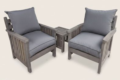 Royal 2 Seater Chair Set, 2x 1 Seater and Side Table - Including Charcoal Cushions (RECYCLED PLASTIC)