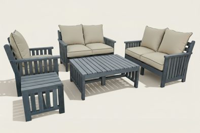 Recycled Plastic 5 Seater 5 Piece Morris Set with Beige Cushions