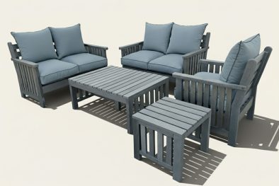 Recycled Plastic 5 Seater 5 Piece Morris Set with Charcoal Cushions