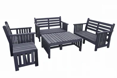 Royal Morris 5 Seater Set, 1x 1 Seater, 2x 2 Seater, Coffee Table and Side Table (RECYCLED PLASTIC)