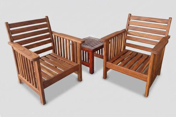 Solid-Hardwood-Teak-2-Seater-3-piece-Couch-Set-(x2-Morris-1-seaters-&-Side-table)-(cushions-sold-separately)
