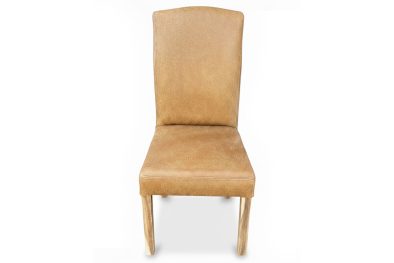 Primo Dining Chair in Full Exotic Leather Tan front view