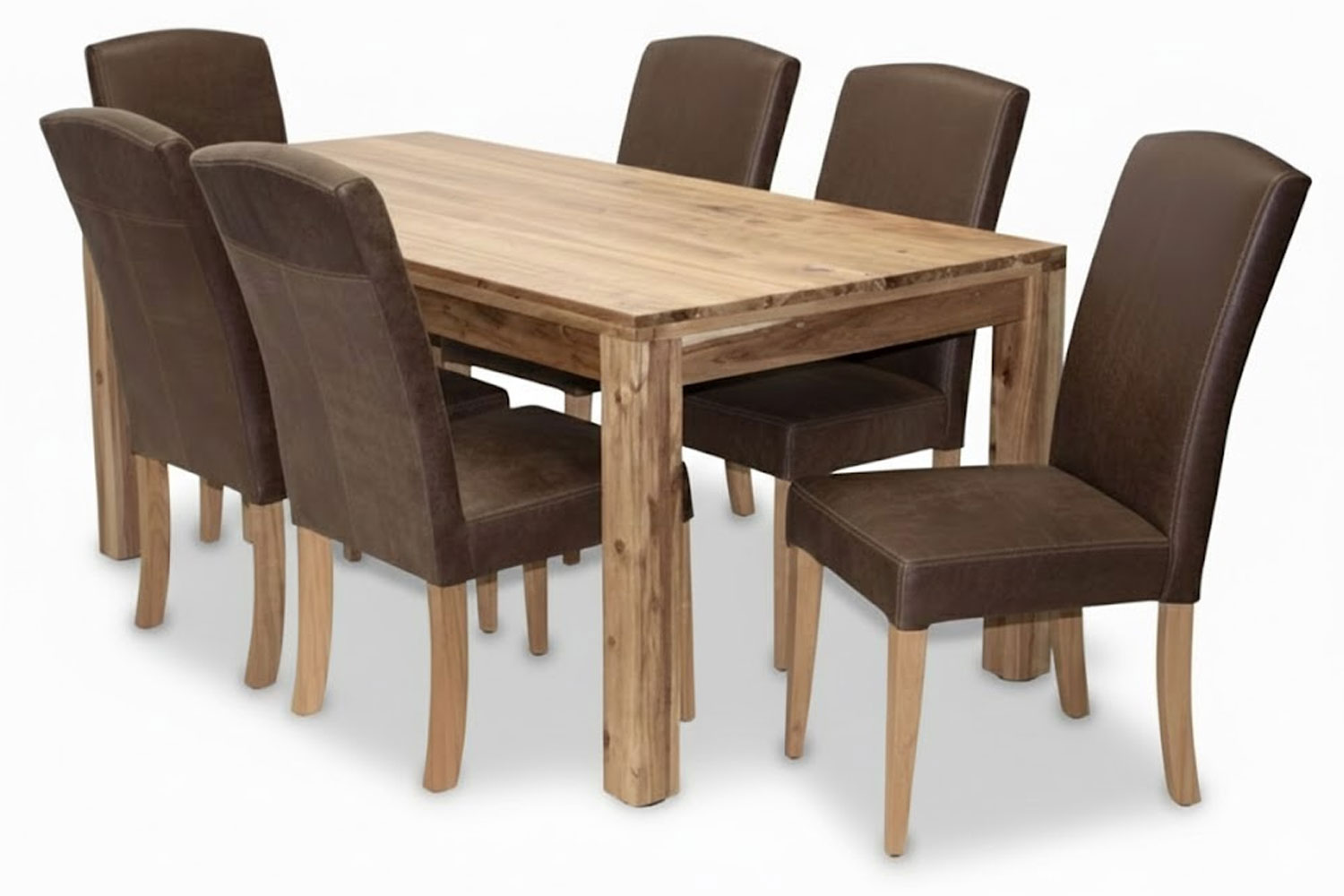 7 Piece Primo Brown Mod Dining set Special (Mod 6 Seater Dining Table (1800 X 1000) Blackwood & 6 Primo Exotic genuine Full leather Dining chairs with solid blackwood legs)