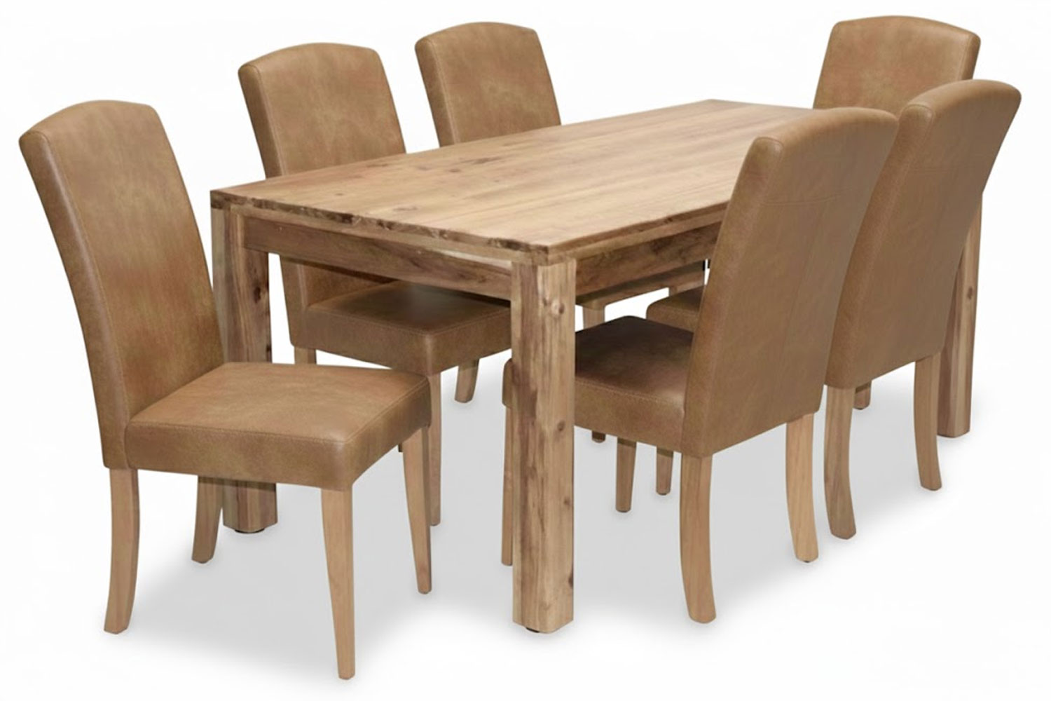 7 Piece Primo Tan Mod Dining set Special (Mod 6 Seater Dining Table (1800 X 1000) Blackwood & 6 Primo Exotic genuine Full leather Dining chairs with solid blackwood legs)