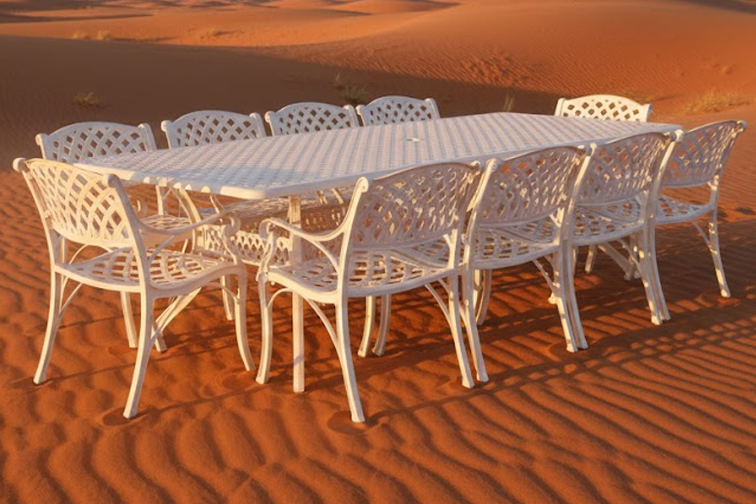 Aluminium Cottage 10 Seater White Dining Set