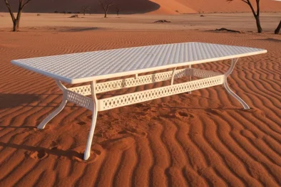 Aluminium 10 Seater White Dining Table 2600