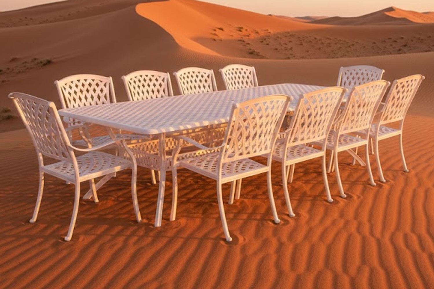 Aluminium Tuscan 10 Seater White Dining Set