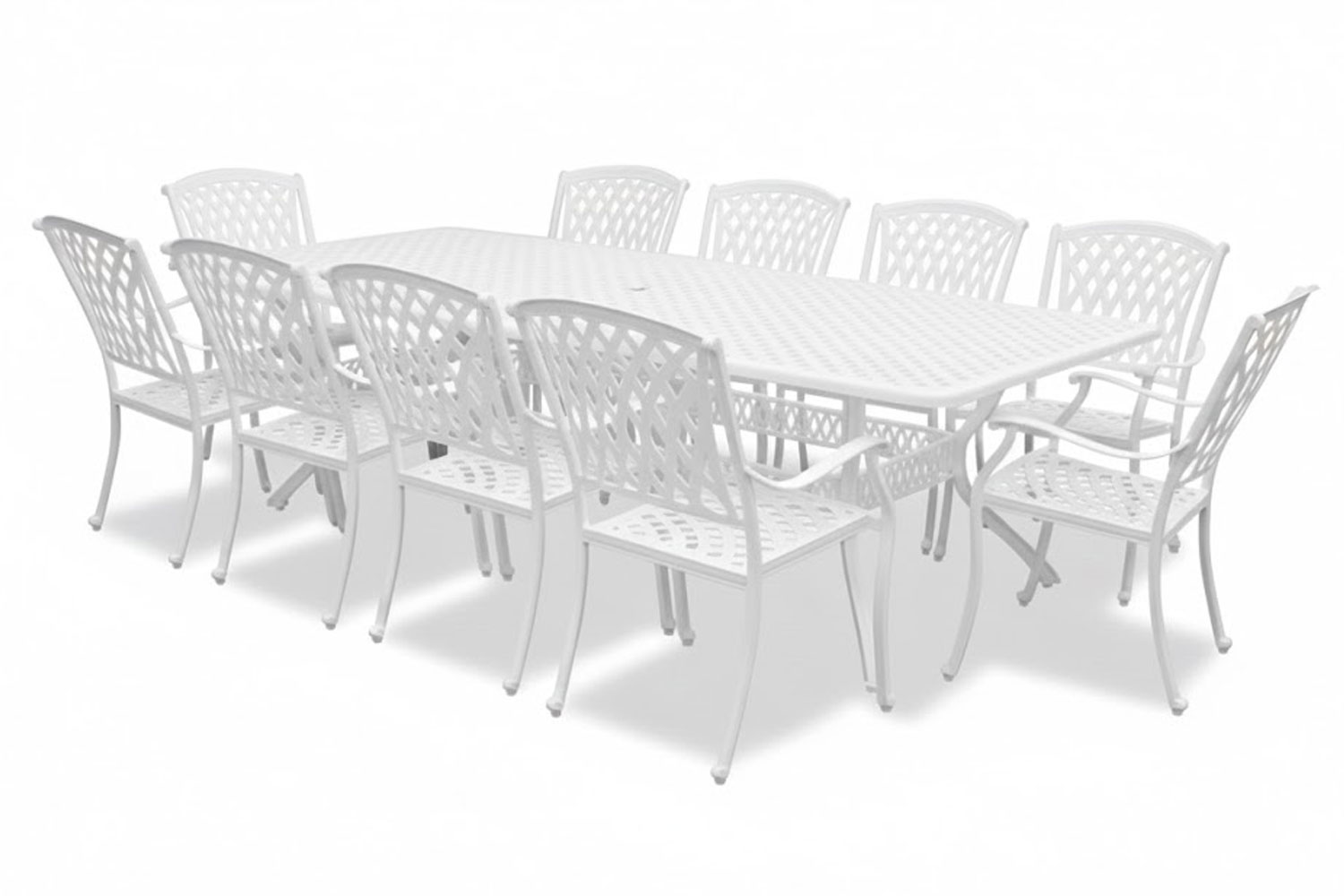 Aluminium Tuscan 10 Seater White Dining Set