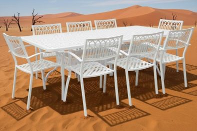 Aluminium Atlas 8 Seater White Dining Set