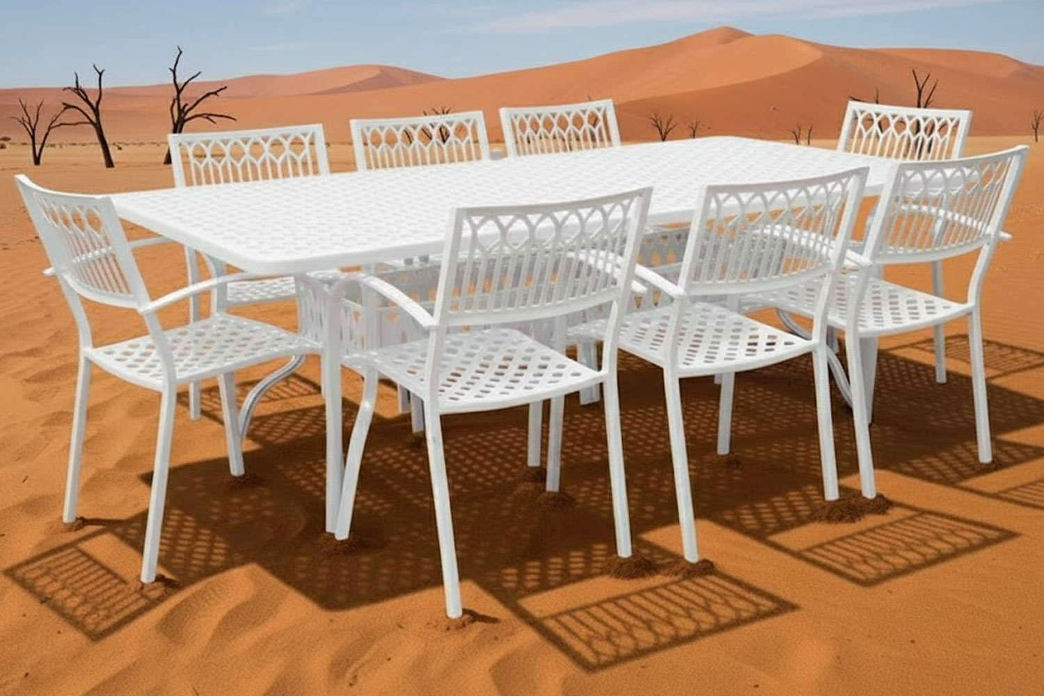Aluminium Atlas 8 Seater White Dining Set