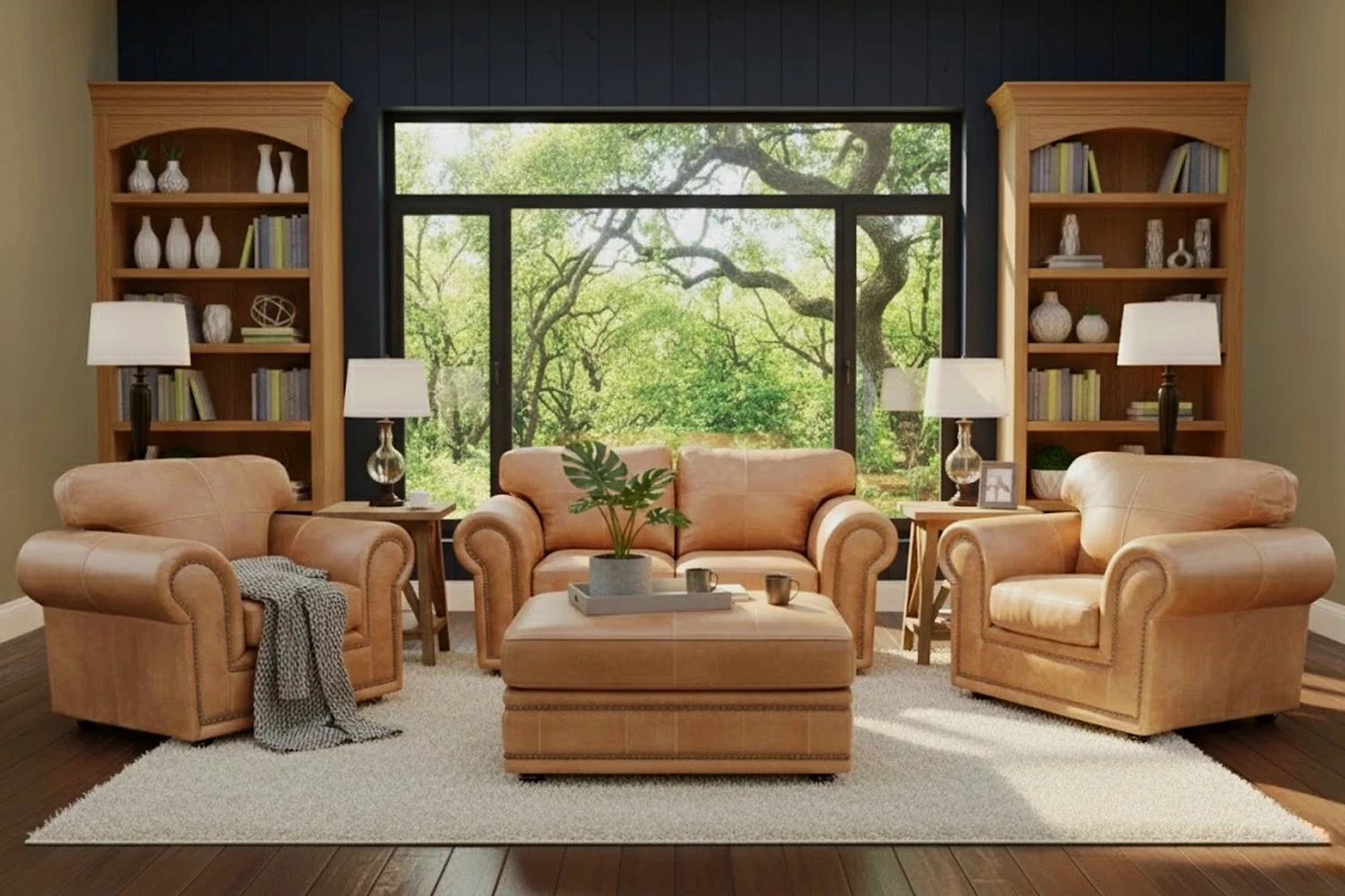 Afrikan Comfort Genuine Leather Lounge Set 3-Piece | x2 1-Seater Chairs + x1 2-Seater Sofa (Exotic Tan) - Image 2