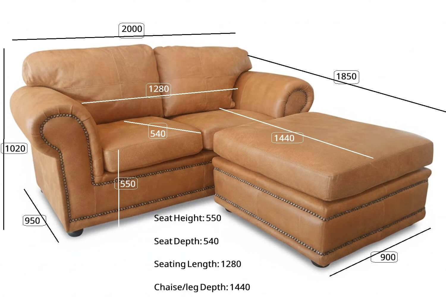 Afrikan Comfort Genuine Leather Sofa 2-Seater | x1 Ottoman (Exotic Tan) - Image 8
