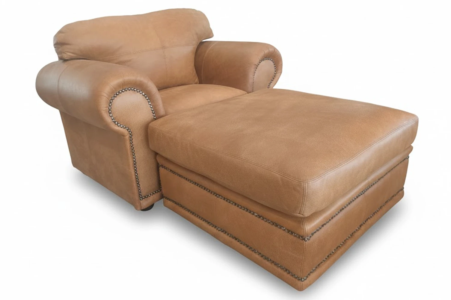 Afrikan Genuine Leather Armchair | x1 Ottoman (Exotic Tan)