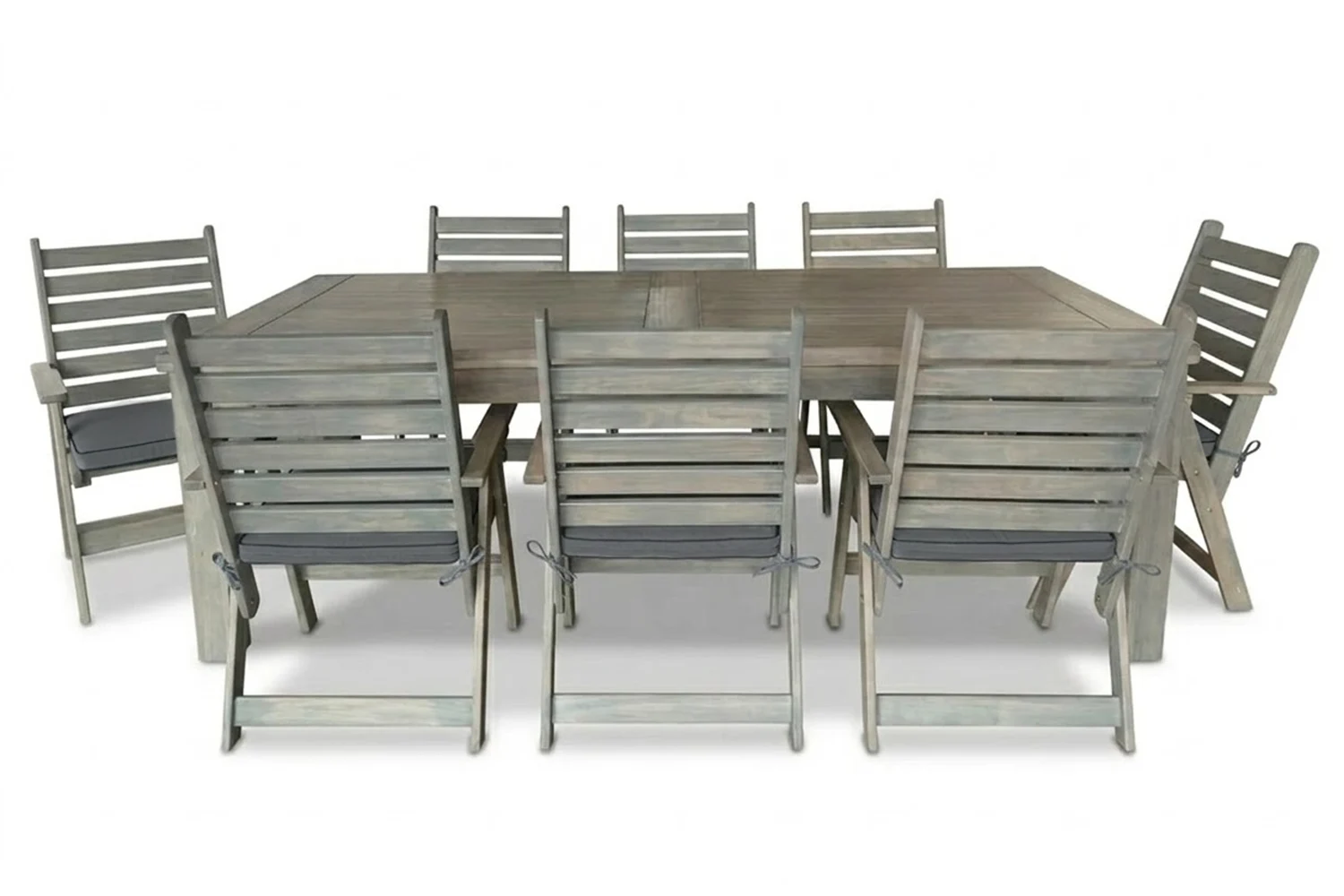 Aged Oak Patio Dining Set 8-Seater 2400mm | x1 Table + x8 Highback Chairs (Charcoal Cushions)