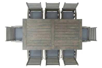 Aged Oak Patio Dining Set 8-Seater 2400mm | x1 Table + x8 Highback Chairs (Charcoal Cushions) Undercover only