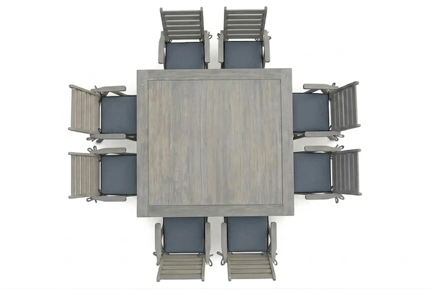 Aged Pine Patio Dining Set 8-Seater 1600mm Square | x1 Table + x8 Highback Chairs + Charcoal Seat Cushions (Undercover Only) - Image 3