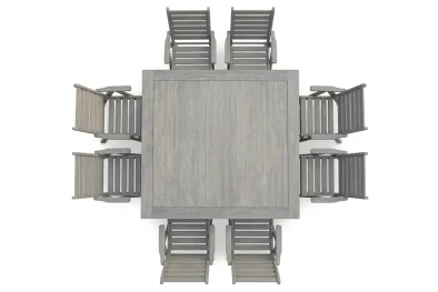 Aged Pine Patio Dining Set 8-Seater 2400mm | x1 Table + x8 Highback Chairs - no cushions included (Undercover Only)