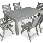 Aged Pine Patio Dining Set 6-Seater 1100mm | x1 Table + x6 Highback Chairs (Cushions Excluded) Undercover only