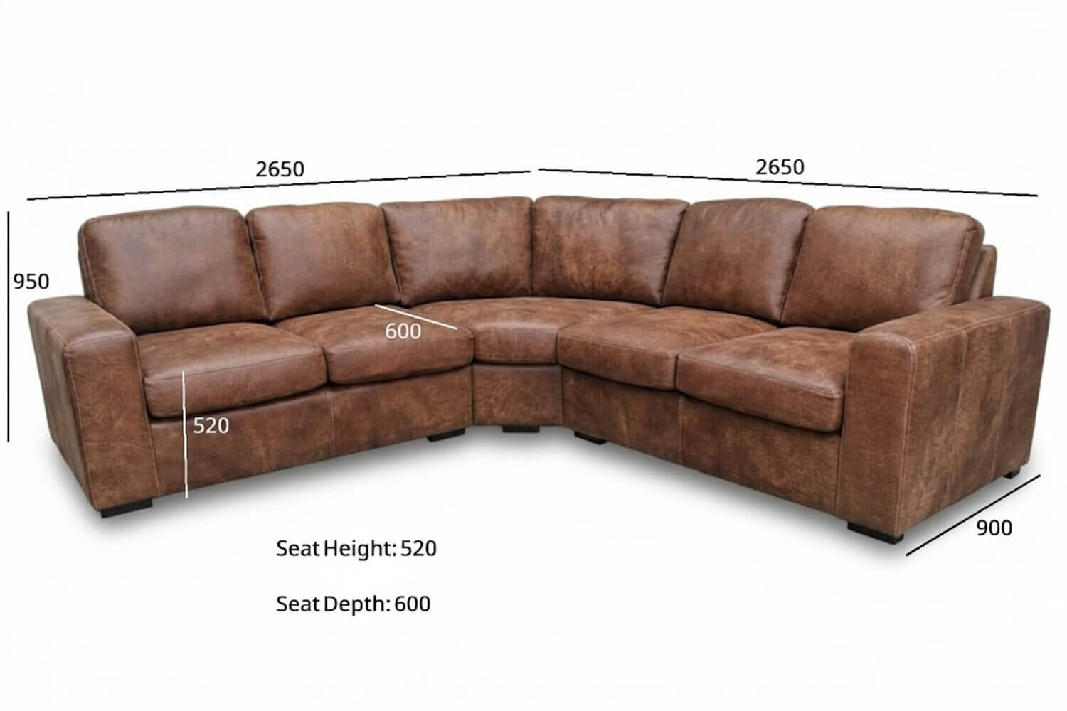 Mode Genuine Leather Corner Lounge 5-Seater (Exotic Brandy) - Image 8