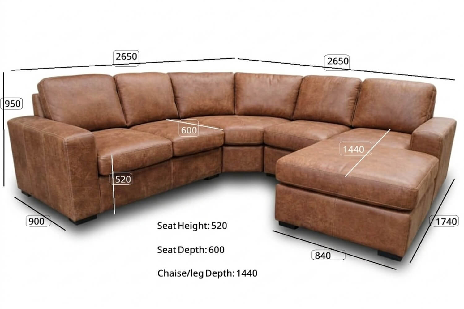 Mode Genuine Leather Corner Lounge 5-Seater | x1 Ottoman (Exotic Brandy) - Image 10