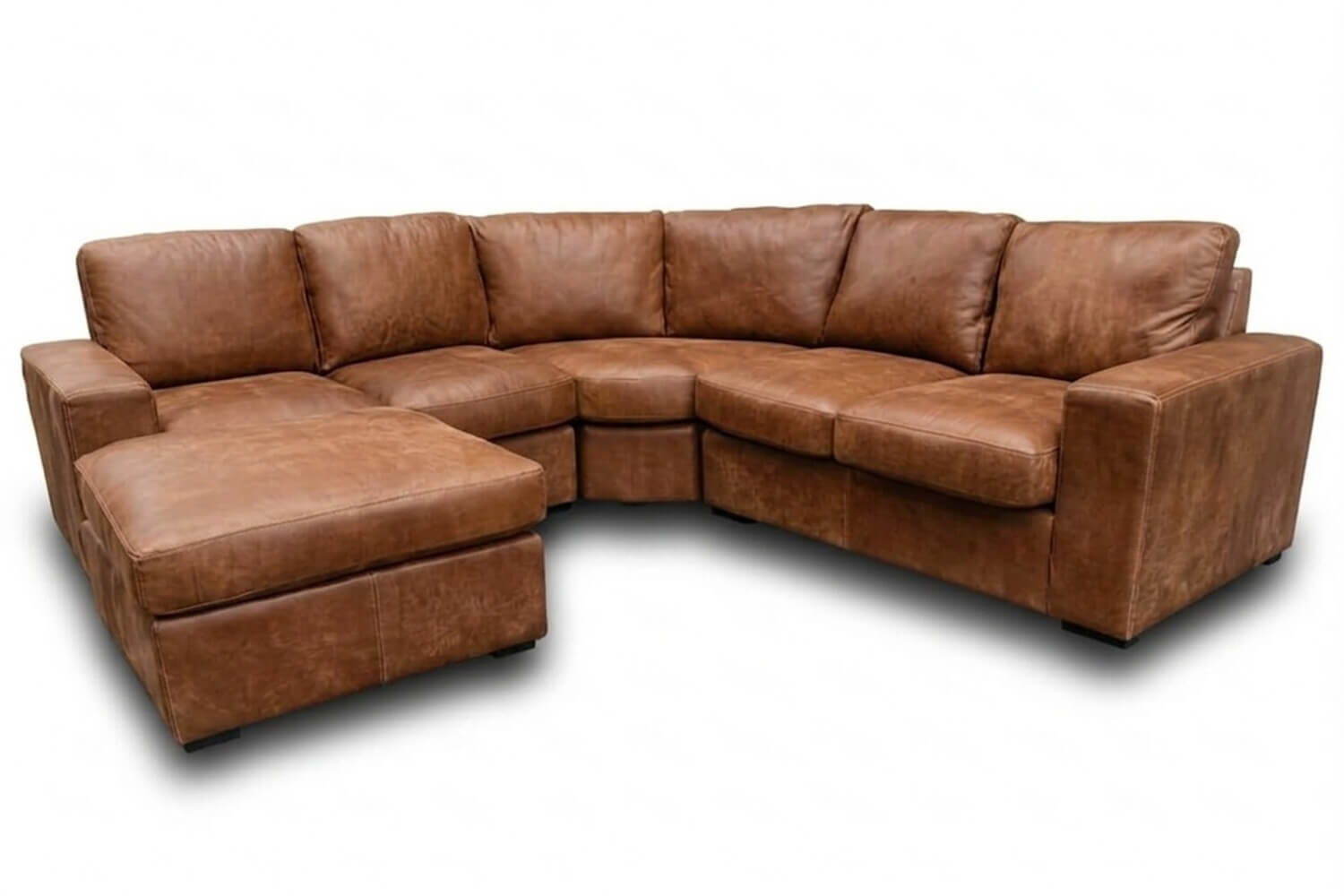 Mode Genuine Leather Corner Lounge 5-Seater | x1 Ottoman (Exotic Brandy) - Image 2