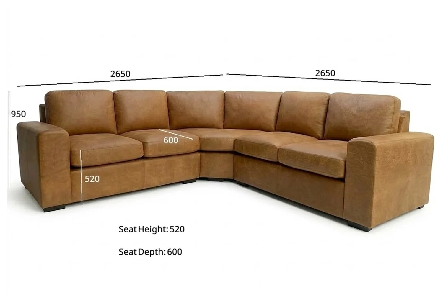 Mode Genuine Leather Corner Lounge 5-Seater (Exotic Tan)