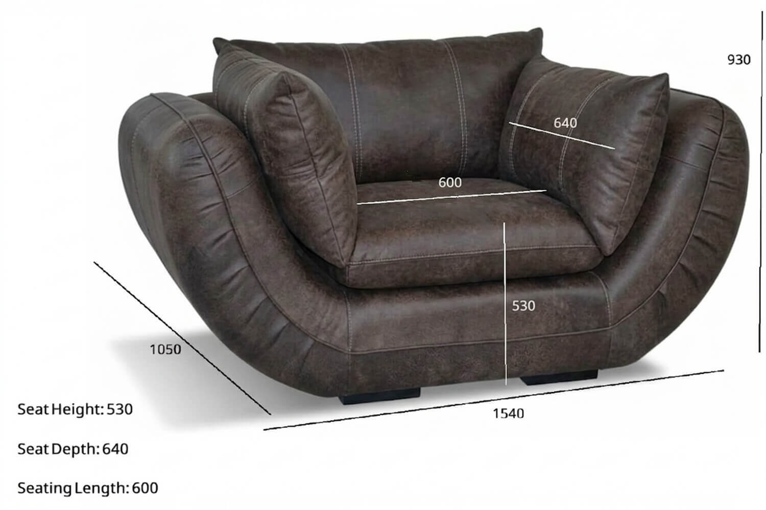 Regale Genuine Leather Lounge Set 3-Piece | x1 1-Seater + x1 2-Seater + x1 3-Seater Sofa (Exotic Brown) - Image 12