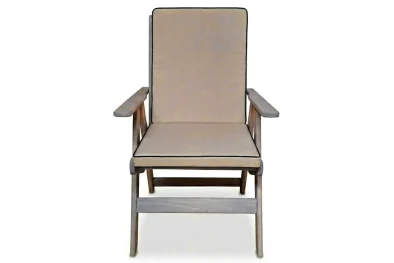 Solid Aged Pine Patio Highback Dining Chair (Beige Cushion