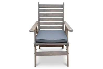Solid Aged Pine Patio Highback Dining Chair (Charcoal Cushion)